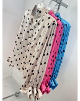 SATYNOWA KOSZULA ISLA  GROCHY ▪️RÓŻOWA 