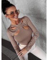 BLUZKA Z WYCIĘCIEM ▪️ELLIANA BEŻOWA