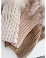 SWETER Z NATURALNYM  OBSZYCIEM LIS ▪️BEŻOWY