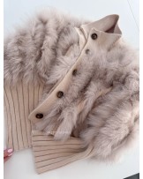 SWETER Z NATURALNYM  OBSZYCIEM LIS ▪️BEŻOWY