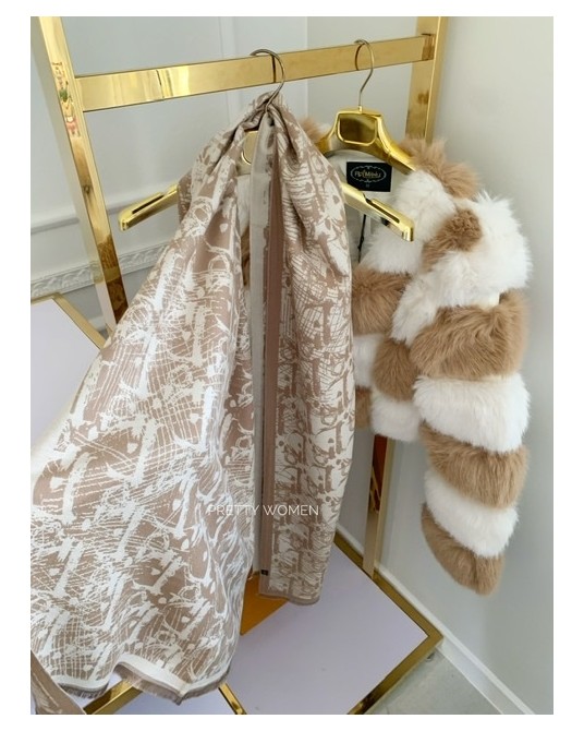 DWUSTRONNY  szal DIORR beżowy 