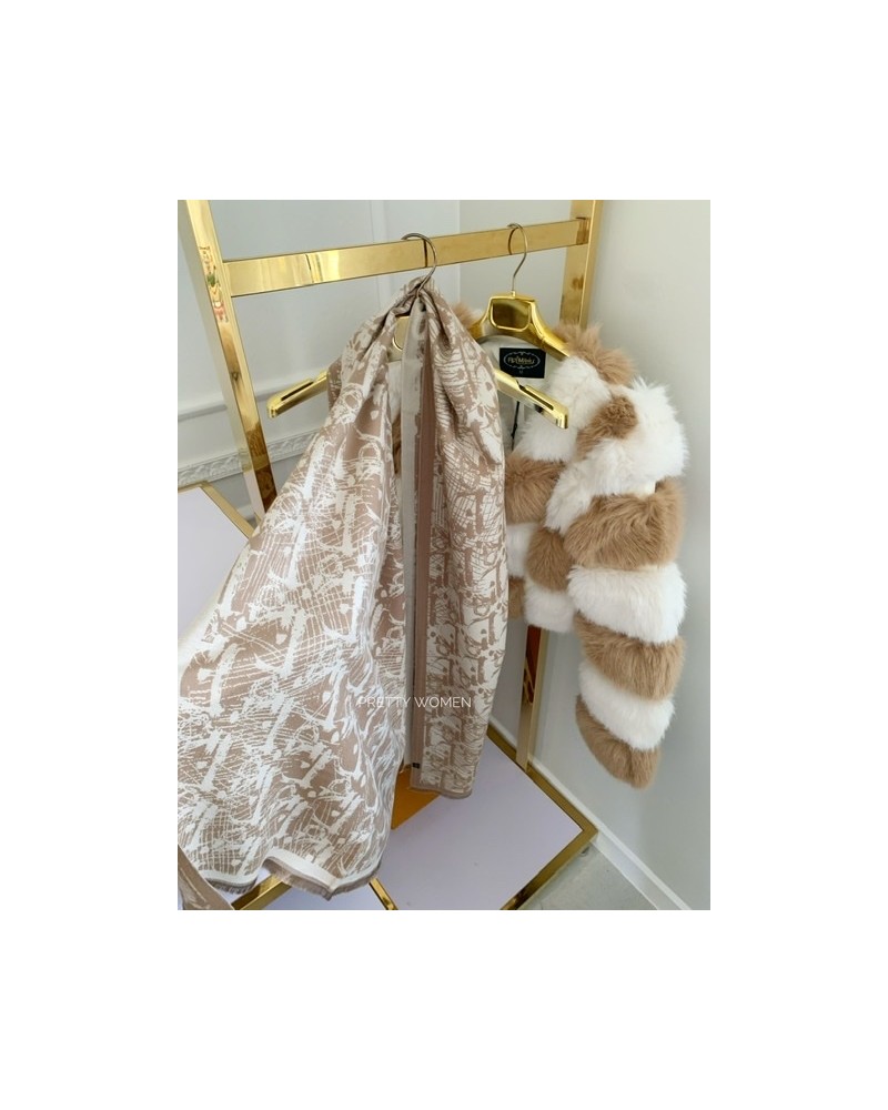 DWUSTRONNY  szal DIORR beżowy 