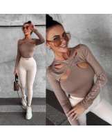 BLUZKA Z WYCIĘCIEM ▪️ELLIANA BEŻOWA