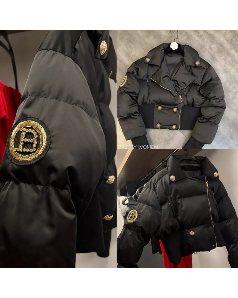 Puchowa czarna KURTKA BALMAINN