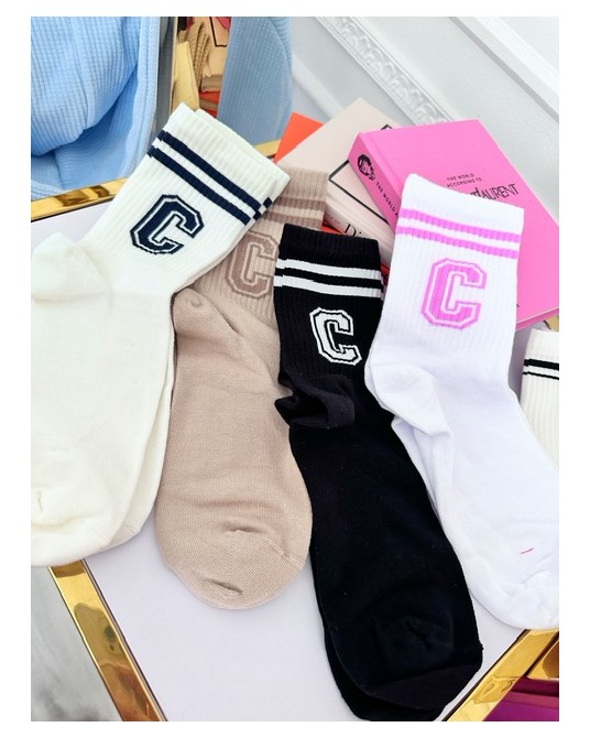 SKARPETY  C BIAŁE  Z RÓŻEM