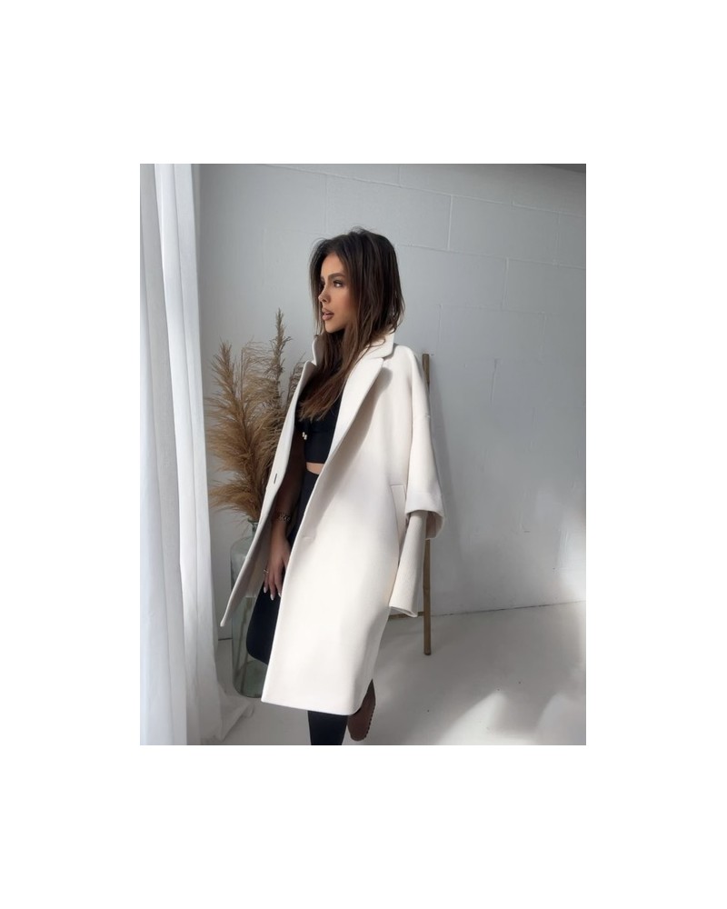 PŁASZCZ OVESIZE L.M ▪️JASNY BEŻ WEŁNIANY