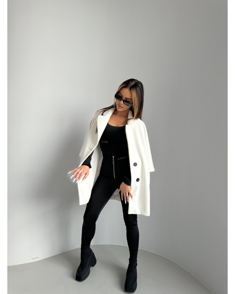 PŁASZCZ OVESIZE L.M ▪️ECRU  WEŁNIANY