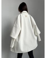 PŁASZCZ OVESIZE L.M ▪️ECRU  WEŁNIANY