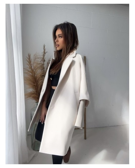 PŁASZCZ OVESIZE L.M ▪️JASNY BEŻ WEŁNIANY