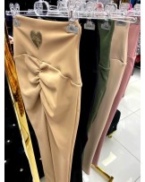 LEGGINSY Z MARSZCZENIM ▪️ZIP SERDUSZKO BEZOWE