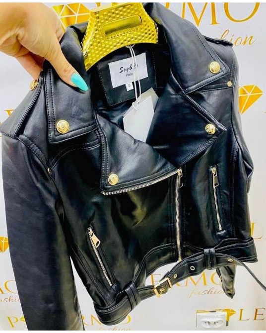 SKÓRZANA RAMONESKA Z ZŁOTYMI GUZIKAMI ▪️