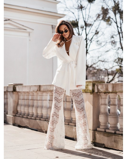 SPODNIE DZWONY KORONKA ▪️BIAŁE