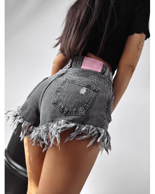 SPODENKI DENIM CZARNE  STRZEPIONE