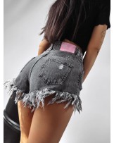 SPODENKI DENIM CZARNE  STRZEPIONE