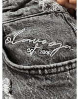 SPODENKI DENIM CZARNE  STRZEPIONE