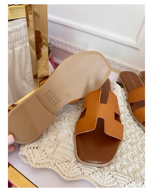 SKÓRZANE KLAPKI HH STYL HERMES ▪️BRĄZ 