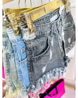 SPODENKI DENIM CZARNE  STRZEPIONE