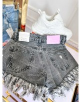 SPODENKI DENIM CZARNE  STRZEPIONE