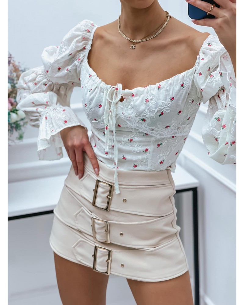 Bluzka hiszpanka ▪️z niebieskimi kwiatkami