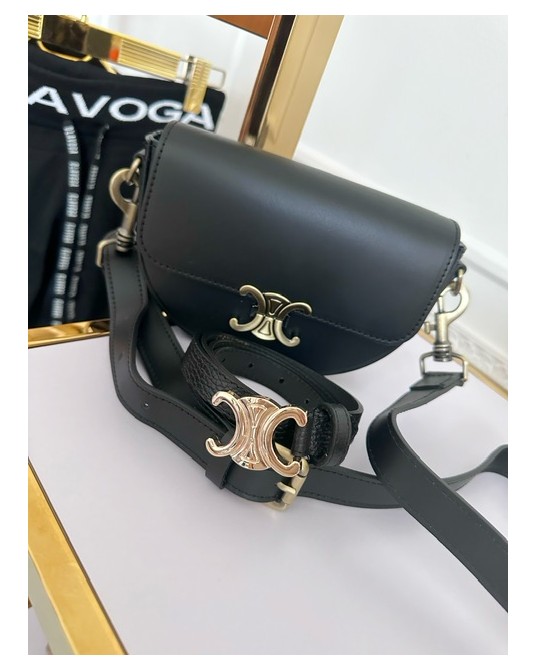 SKÓRZANA CZARNA TORBKA