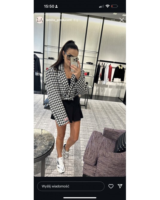 MARYNARKA VOUGE PEPITKA FASHION SZARA