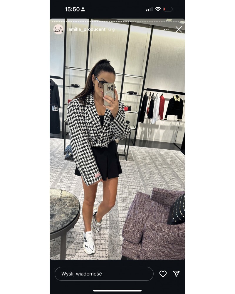 MARYNARKA VOUGE PEPITKA FASHION SZARA