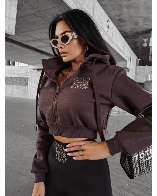 BLUZA Z KAPTUREM ROZPINANA ▪️brąz