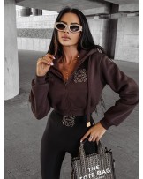 BLUZA Z KAPTUREM ROZPINANA ▪️brąz