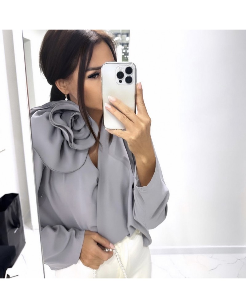 KOSZULA Z RÓŻA ▪️NEW SZARA