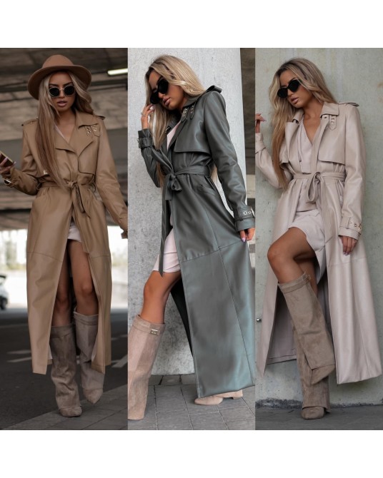 PŁASZCZ Leather▪️beżowy