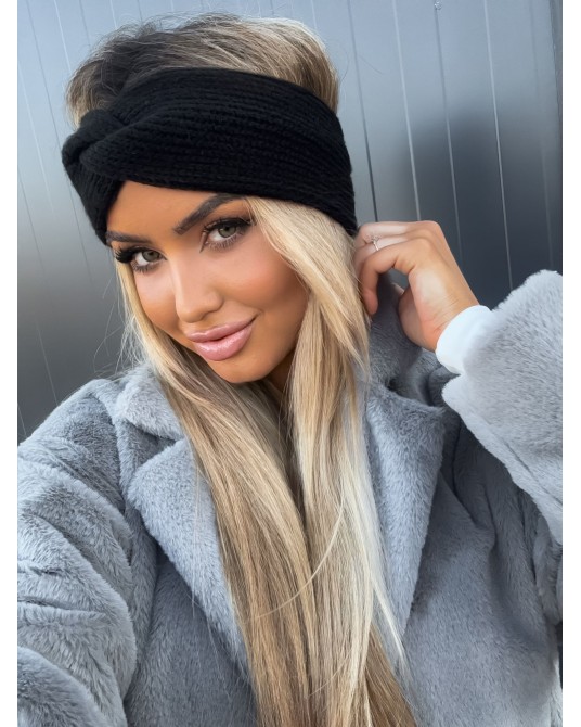 CZARNA opaska z wełna ▪️