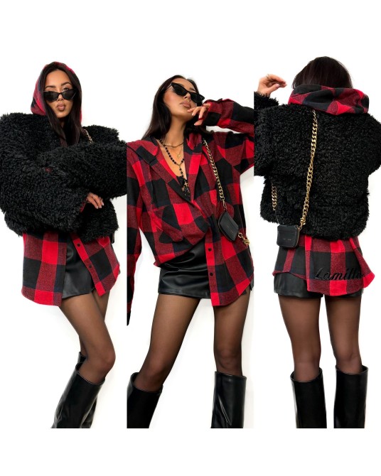 KOSZULA W KRATĘ Z HAFTEM ▪️L M