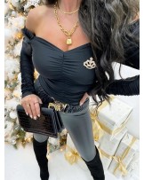 BLUZKA HISZPANKA PREMIUM ▪️z broszka CZARNA