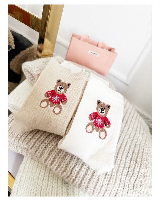 SKARPETKI Z MISIEM ▪️ecru