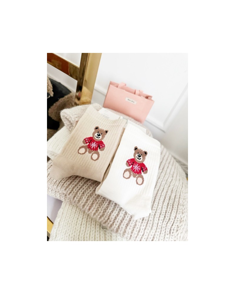 SKARPETKI Z MISIEM ▪️ecru