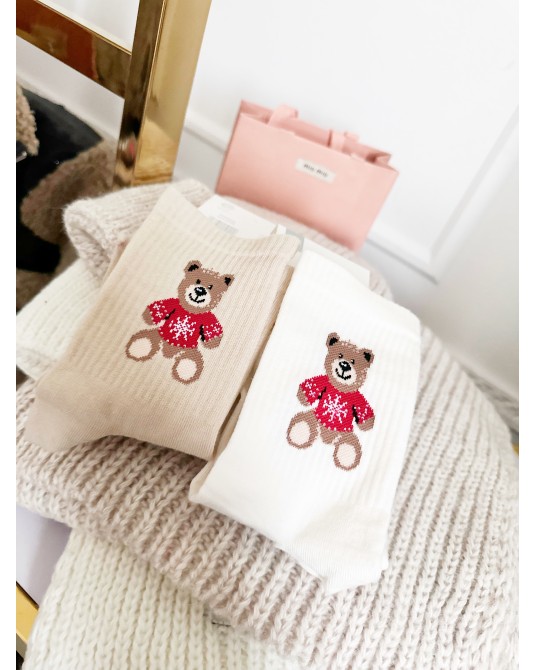 SKARPETKI Z MISIEM ▪️beżowe