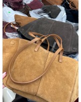 DUŻA ZAMSZOWA TOREBKA CAMEL ▪️