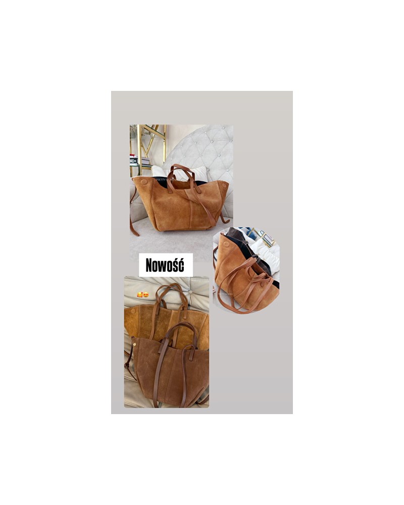 DUŻA ZAMSZOWA TOREBKA CAMEL ▪️
