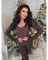 LEGGINSY Z MARSZCZENIM ▪️ZIP SERDUSZKO CZEKOLADOWE