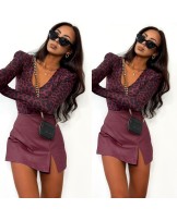 BORDOWE Spódniczko spodenki ▪️ z rozcięciem Leather