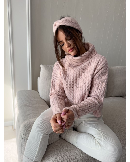 SWETER INKO pudrowy WEŁNA