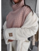 SWETER INKO pudrowy WEŁNA