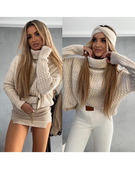 SWETER INKO BEŻOWY Z WEŁNA