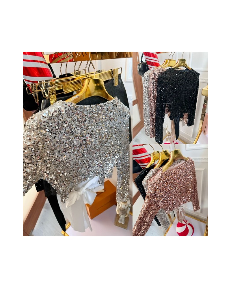 CEKINOWA BLUZKA Z KOKARDKA ▪️3 kolory