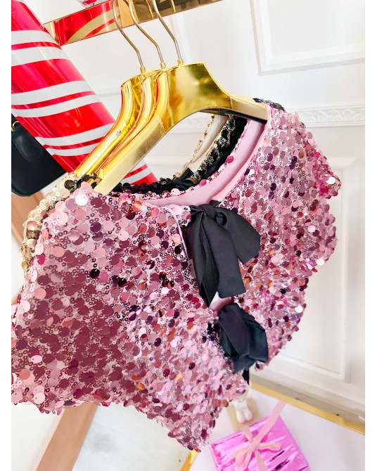 CEKINOWA BLUZKA Z KOKARDKA ▪️3 kolory