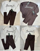 Brązowe legginsy prążek ▪️