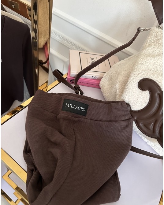 Brązowe legginsy prążek ▪️