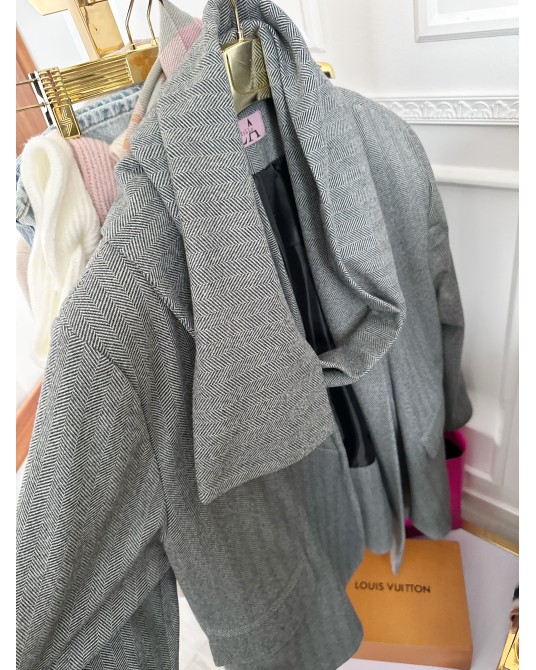 MARYNARKI PŁASZCZYK ▪️szary Jodełka z szalem