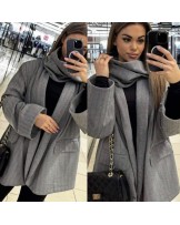 MARYNARKI PŁASZCZYK ▪️szary Jodełka z szalem