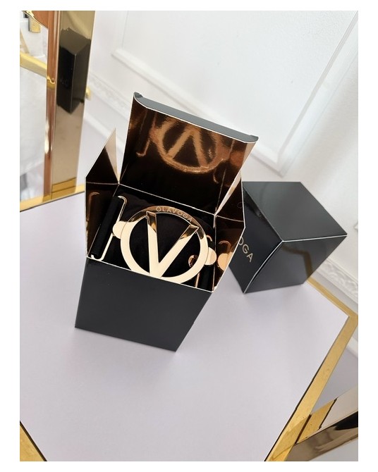 Pasek gumowy elegancki z klamrą logowany Anais czarny